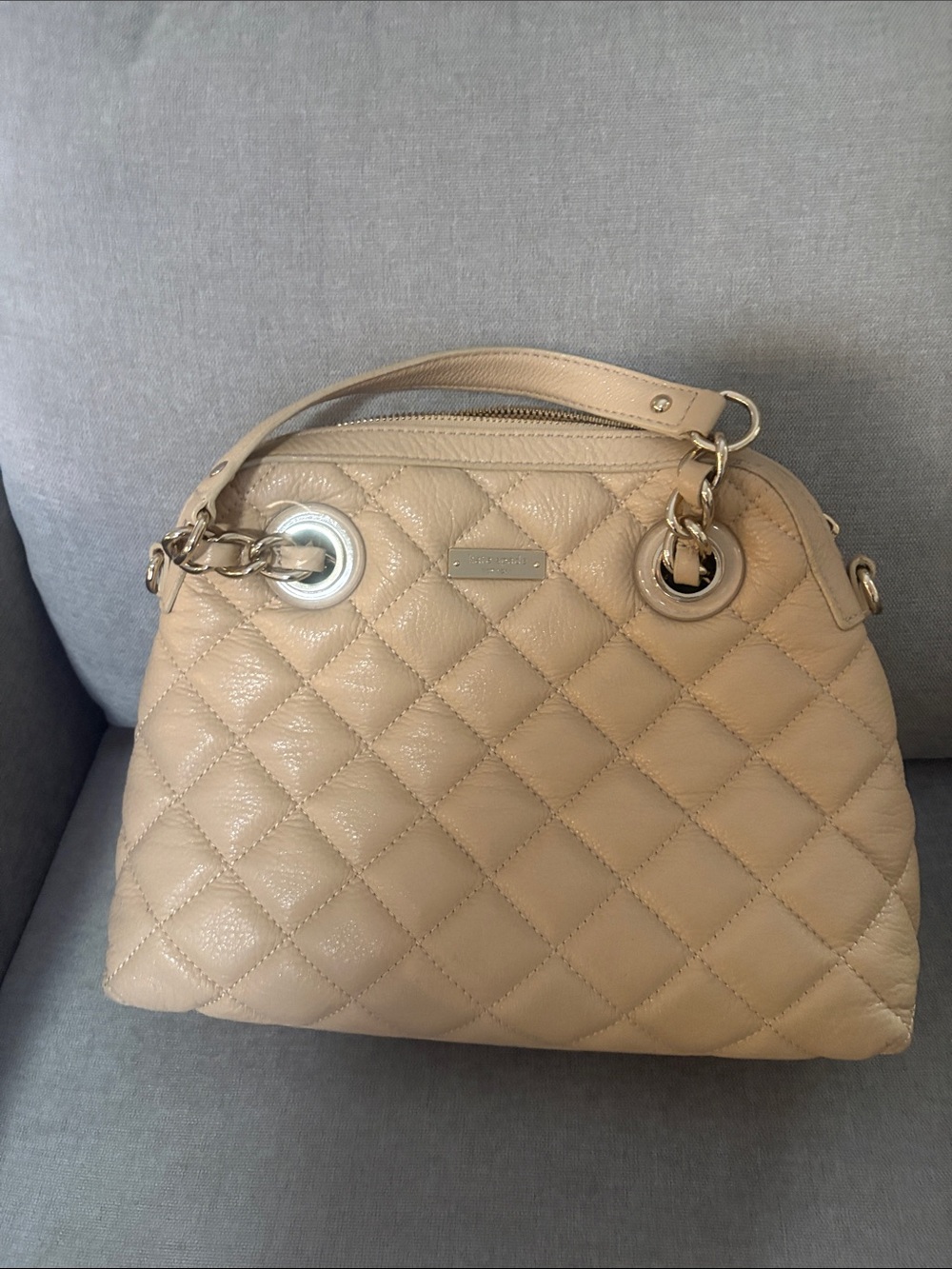 kate spade Quilted Tan Shoulder Bag with Gold Hardware